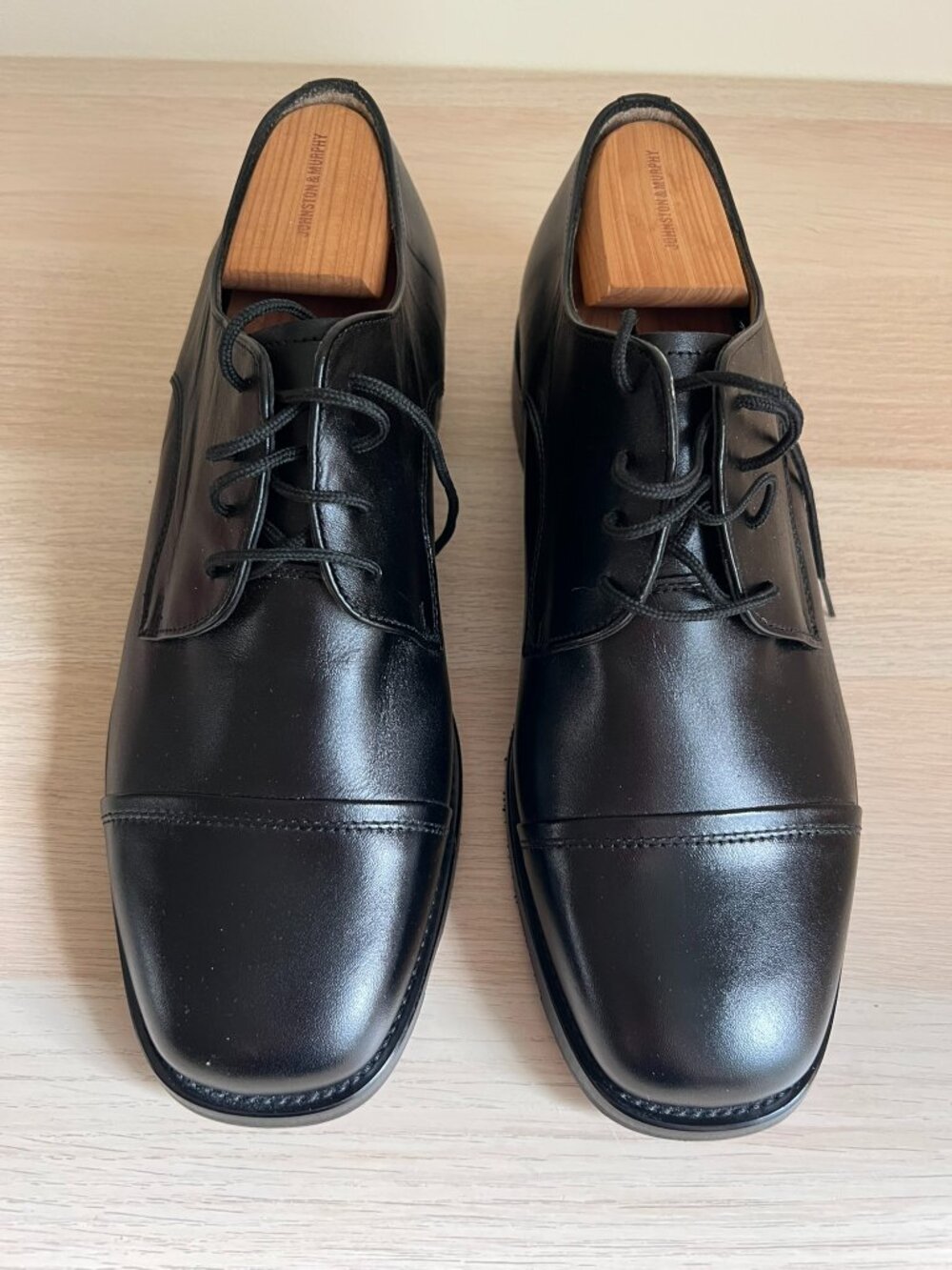 Hitchcock Black Leather Cap Toe Oxford Shoes Men’s 11 3E Wide + Cedar Shoe Trees